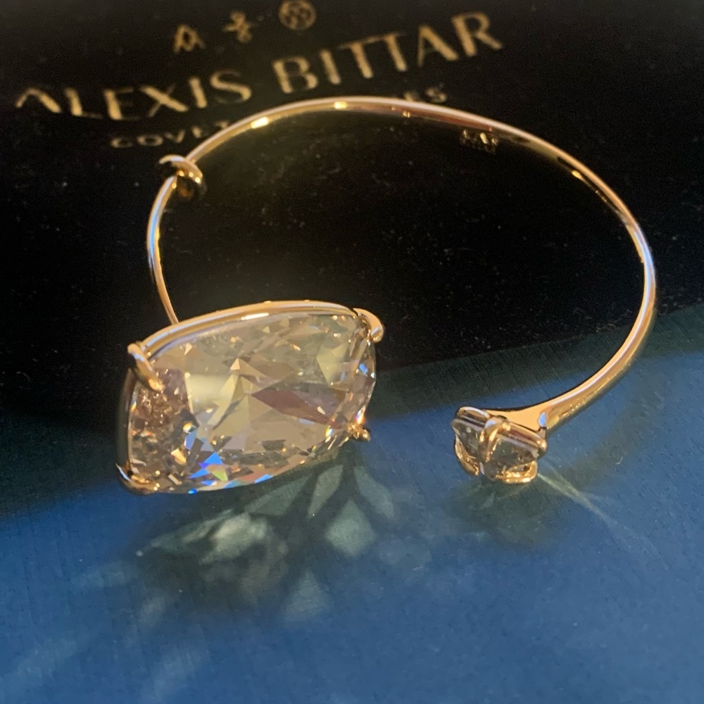 ALEXIS BITTAR RARE Coveteur Gold Dangling Giant “Diamond” CZ Swarovski Bracelet